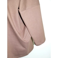 Bawełniana GRUBA BLUZA z haftem na dekolcie - brązowa